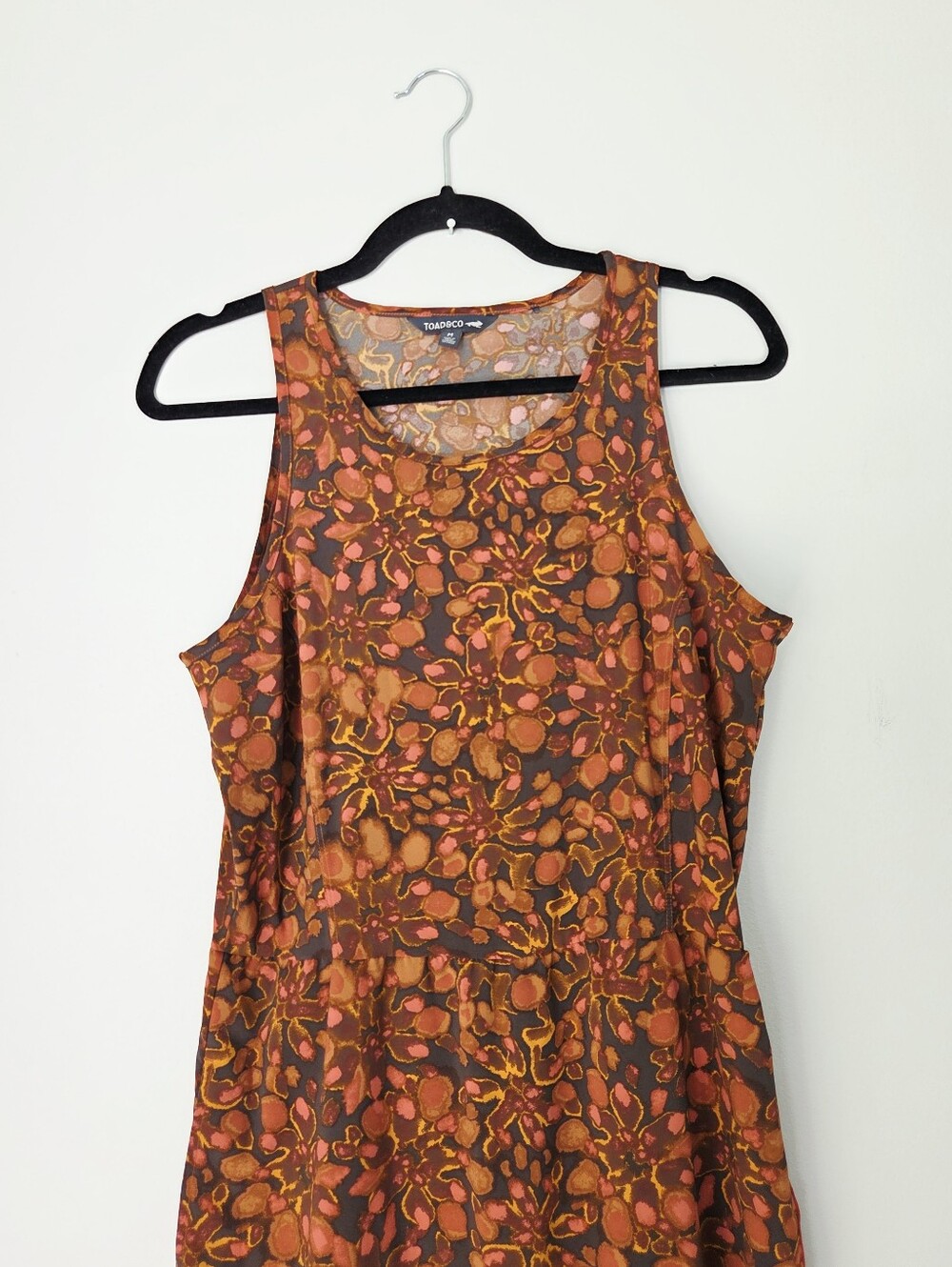 Toad & Co Crusher Maxi Dress Rust Green Floral Print Size Medium - Picture 3 of 9